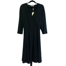 NEMIDOR Dress Black Faux Wrap Midi Dress Plus Size - NWT - Size 26