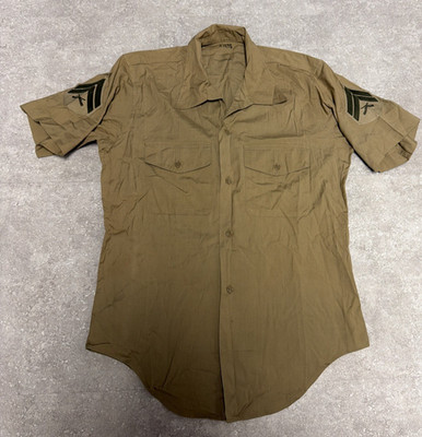 Vintage USMC Service Uniform Khaki 2116 Short Sleeve Shirt MEDIUM  1976 K-39