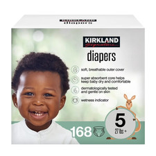 Kirkland Size 5 Swaddlers Ultra Day Night Diapers 168 Count Most Absorbent USA 0.42 per diaper