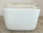Vtg Pyrex True Opal White 501 Refrigerator Small Dish Unmarked w/Lid -  EUC