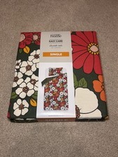 George Home Green Floral Design Bedroom Duvet Set Single Flower Retro Bedding
