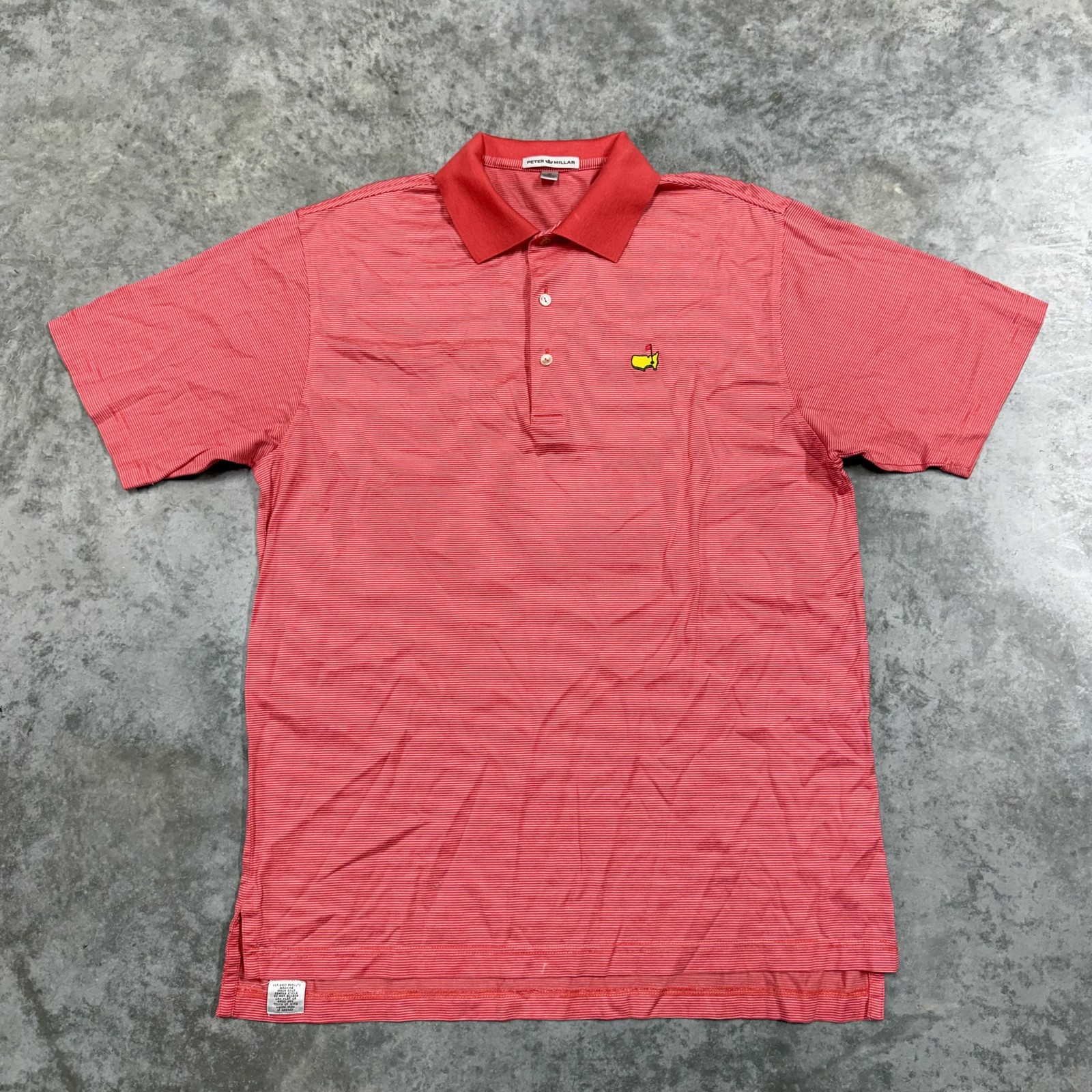 Peter Millar Masters Golf Polo Shirt Mens Medium Red Striped Short Sleeve