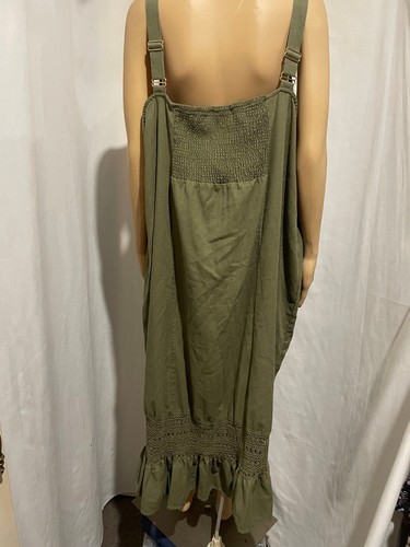 BE ME SIZE 24 KHAKI LINEN BLEND LACE TRIMMED BOHO DRESS - Picture 5 of 8