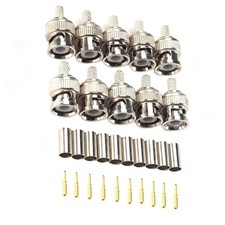 10x BNC Crimp Male Plug 50R Suit RG58 Shielded Antenna Feeder Wire Crimp Ferrule