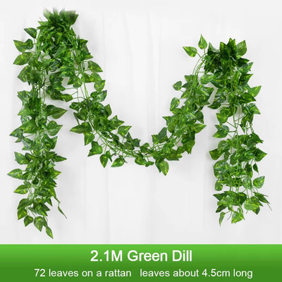 Artificial Plant Green Leaf Garland Wall Hanging Home Garden Decoration Party 