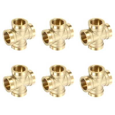 6 Stück Messing Kreuzrohrverschraubung, 1/2'' weibliche Barstock Rohradapter