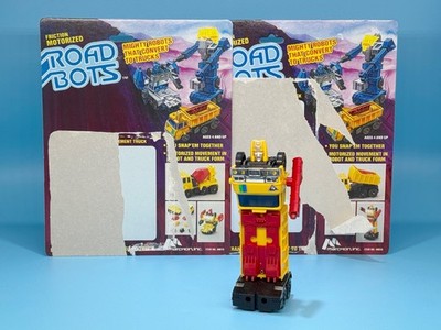 Road Bots LOADORR Yellow Dump Truck(near complete) + 2 Cardbacks - Marchon 1984