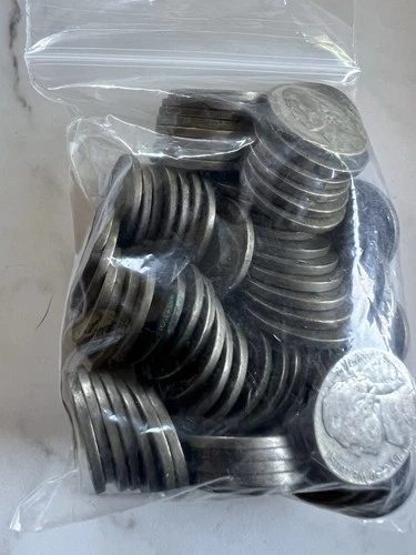 Bulk lot of 100 1942-1945 silver war nickels