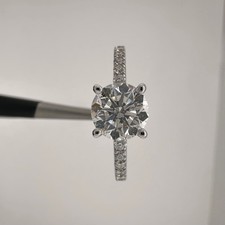 1.30 tcw Round Brilliant Natural Diamond Engagement Ring. CTR GIA 1.00 ct VS2 F