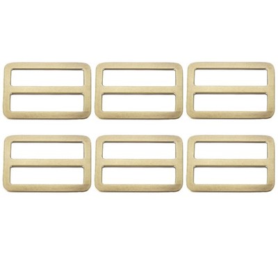 Slide Tri-Glide Buckle, 1-1/4''Metal Adjustable Slide Rectangle 6 Pcs & Brass