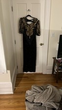 Vintage Black  Gold Evening Dress