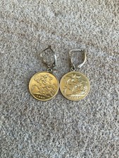 22ct Gold Half Sovereign Earrings **VINTAGE *