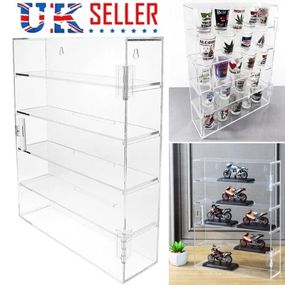 5 Tier Clear Acrylic Wall Mounted Display Case Cabinet Storage Organiser Rack M