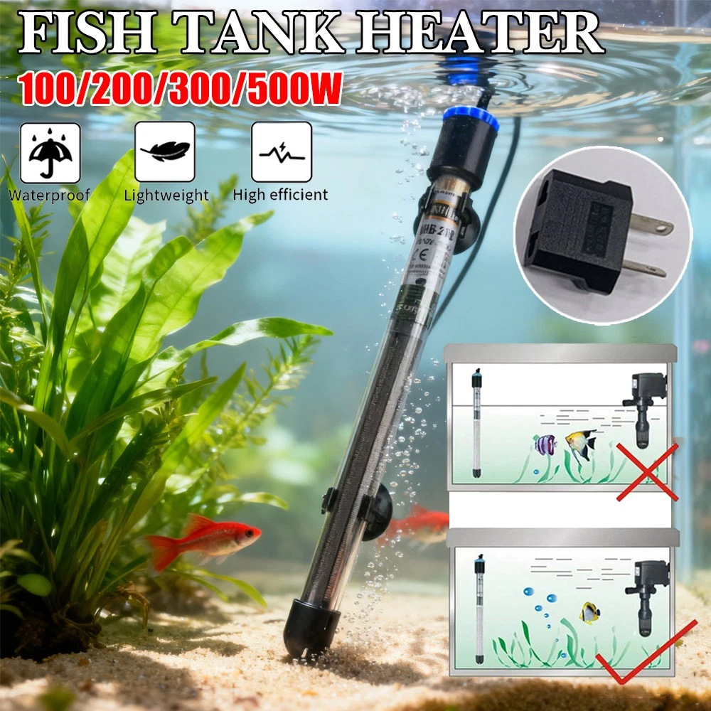 100-500W Aquarium Heater Submersible Fish Tank Auto Water Thermostat Heating Rod