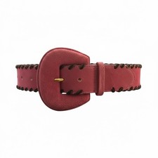 Vintage The Austin Collection Western Belt Suede Leather Burgundy Maroon 36 Inch