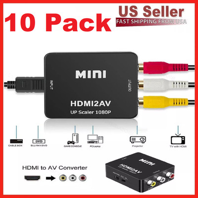 10 HDMI To RCA AV Adapter Converter Cable CVBS 3RCA 1080P Composite Video Audio