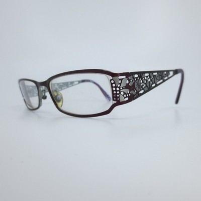 Adrienne Vittadini AB 702A-3 Purple Filigree Rectangle Eyeglass Frames 49-17-130