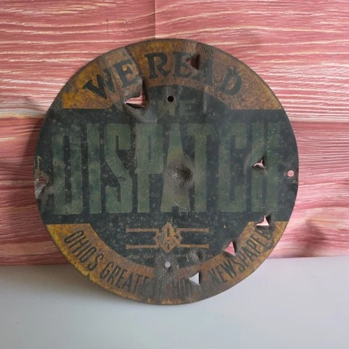Vintage The Columbus Dispatch Ohio Newspaper Advertising Tin Sign 8”