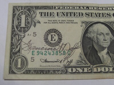 1974 $1 FRN Note COURTESEY AUTOGRAPH Treasurer Francine I Neff