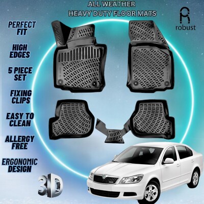 Custom Car Floor Mats Fits Skoda Octavia 2004-2013 TPE Rubber All Weather Liners