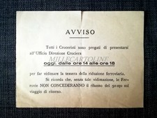 AVVISO PER I CROCERISTI - Vidimare la Tessera della Riduzione Ferroviaria
