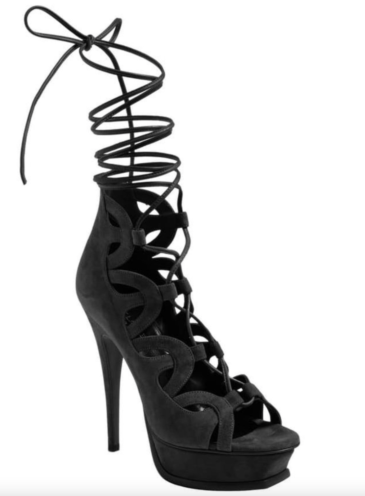 Sandali décolleté Saint Laurent YSL Tribute neri stringati plateau nuovi con scatola taglia 39 5 $1395