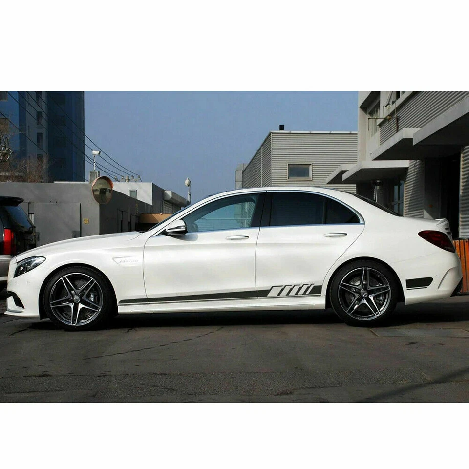 Спортивная полоса графика автомобиля тела стороне юбка этикетка стикер глянцевый черный винил - Изображение 4 из 4