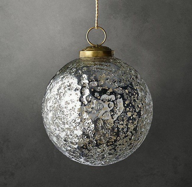Restoration Hardware 8 Mercury Textured Ball Christmas Tree Ornaments
