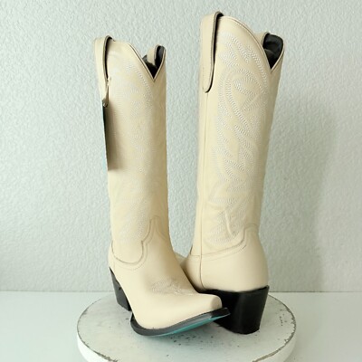 Lane SMOKESHOW Womens Cowboy Boots Pale Ivory Leather Western