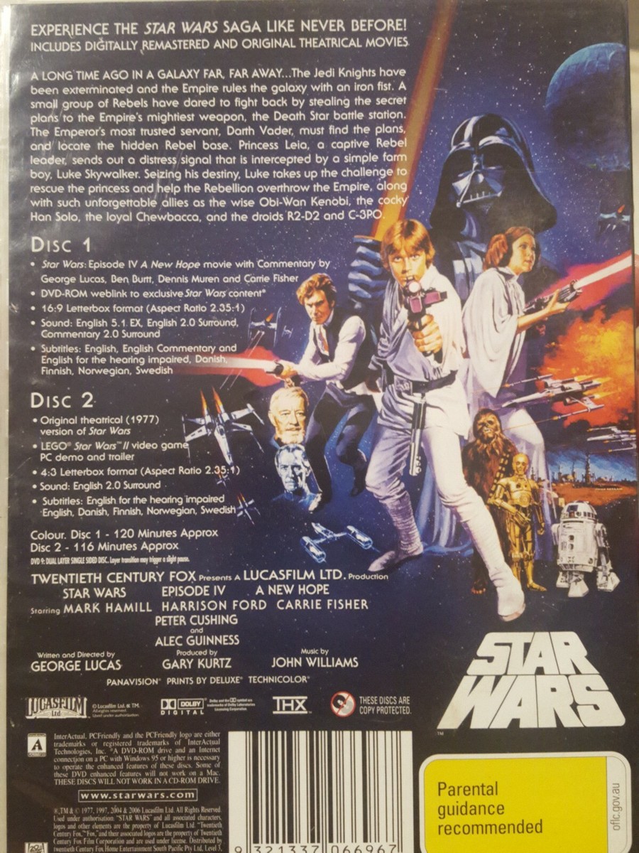 STAR WARS IV RARE DVD A NEW HOPE ORIGINAL THEATRICAL VERSION STAR WARS IV RARE DVD A NEW HOPE ORIGINAL THEATRICAL VERSION