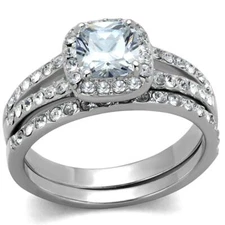 TK2180 - High polished (no plating) Stainless Steel Ring with AAA Grade CZ  in