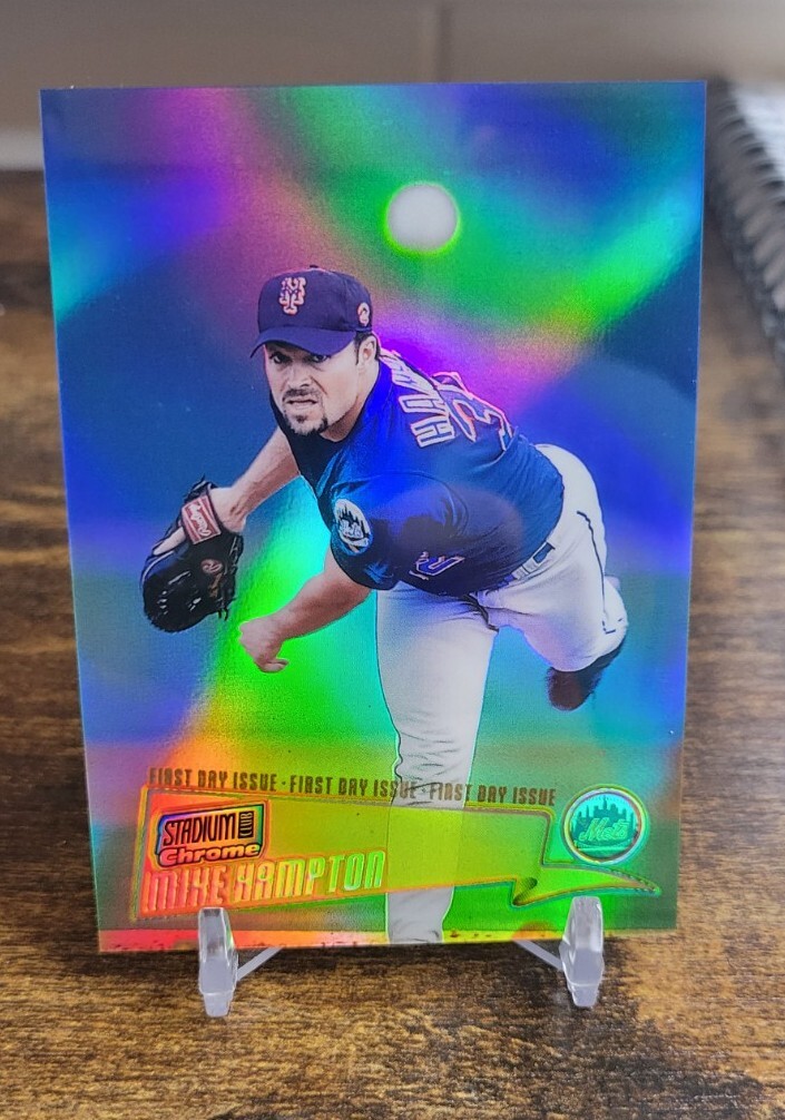 2000 STADIUM CLUB CHROME FIRST DAY ISSUE REFRACTOR MIKE HAMPTON #79 /25 METS SSP