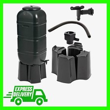 Space Saver Slimline 100L Black Water Butt Complete With Stand, Lid & Diverter