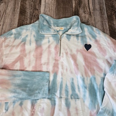 Tie Dye Sweatshirt C&C California Size Medium 1/4 Zip Beach Fleece 80s 90s Boho