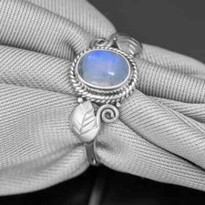 Rainbow Moonstone Silver Ring , 925 Sterling Silver Ring ,Handmade Silver Ring