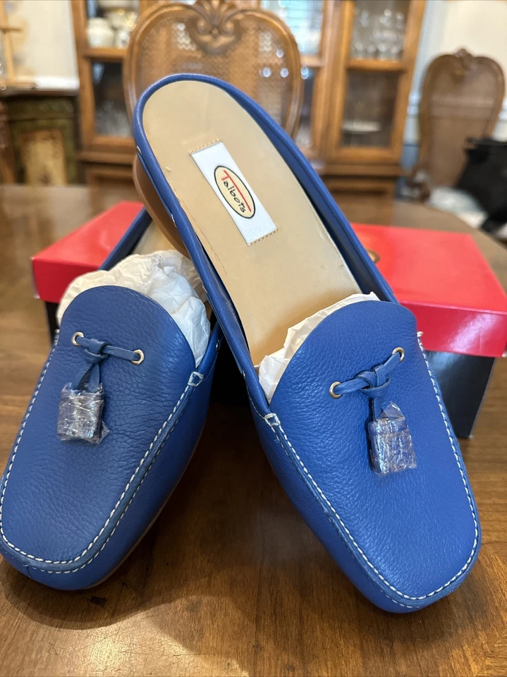MOCASÍN MULE Talbots SOON Mule Leather Flecos “Emblem Blue” para mujer 9 M Nuevo en caja