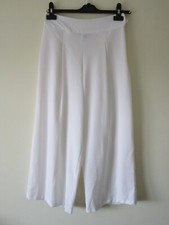 PRIMARK SIZE 8 WHITE CULOTTES TROUSERS BEACH HOLIDAY FESTIVAL SUMMER WIDE LEG