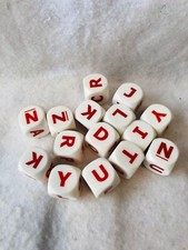 18 Six Sided 18mm Alphabet Die White/Red Dice