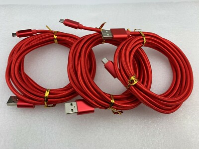 3Pack 10ft Micro USB Charger Fast Charging Cable Cord For Samsung Android Phone 