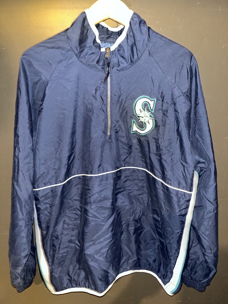 Vintage Seattle Mariners Majestic Jacket 1/4 Zip Pullover Stitched