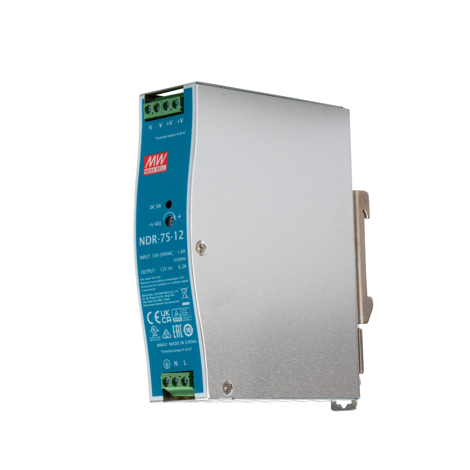 Mean Well NDR-75 DIN Rail Power Supply 75W 12V/6.3A