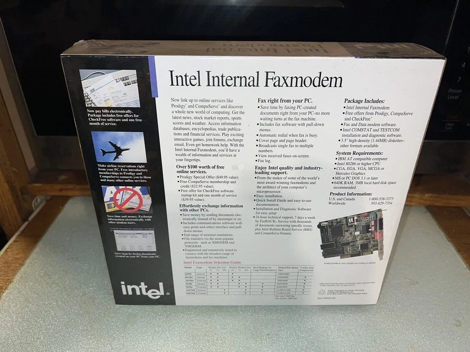 1993 Unopened Intel Internal Faxmodem 2400 Bps Fax 9600 4800 Bps . Prodigy $100 - Image 4 of 4