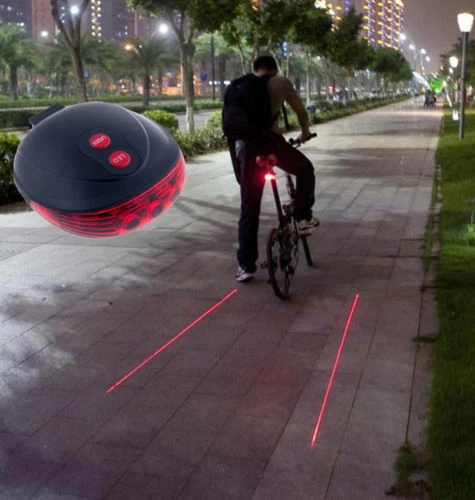 5 LED 2 Laser Beam Mountain Bicycle Bike Cycle Rear Tail Warning
