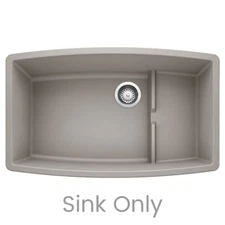 Blanco 32"x19 Silgranit Undermount Kitchen Sink w/Colander, 442733 Concrete Grey