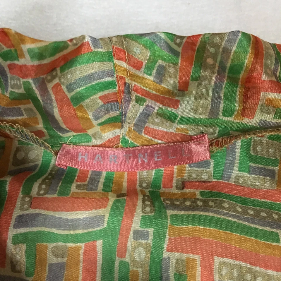 Blazer de seda Hartnell de colección para mujer talla L verde naranja semi transparente manga larga Foto 4 de 4