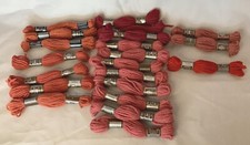 Lot Of 21 French Skeins 8.9 Yards Each Pink Maroon Samon Burnt Orange Colors
