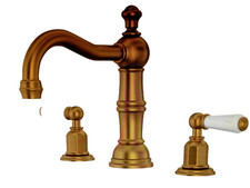 ROHL U.3720L-EB 3-HOLE FAUCET WITH PORCELAIN LEVER HANDLES, ENGLISH BRONZE
