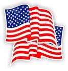 (2) Waving American Flag Hard Hat Stickers | Flags Decals Helmet Motorcycle USA