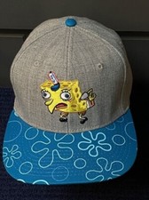 SpongeBob Sq Pants Nickelodeon Baseball Hat Adjustable Snapback Gray/Turquoise