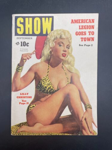 Vintage First Issue 1953 Show Magazine Lily Christine Cover and Centerfold PINUP - Afbeelding 1 van 17